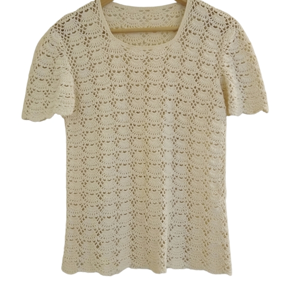 Vtg 90s Y2K Crocheted Knit Top - Picture 3 of 4